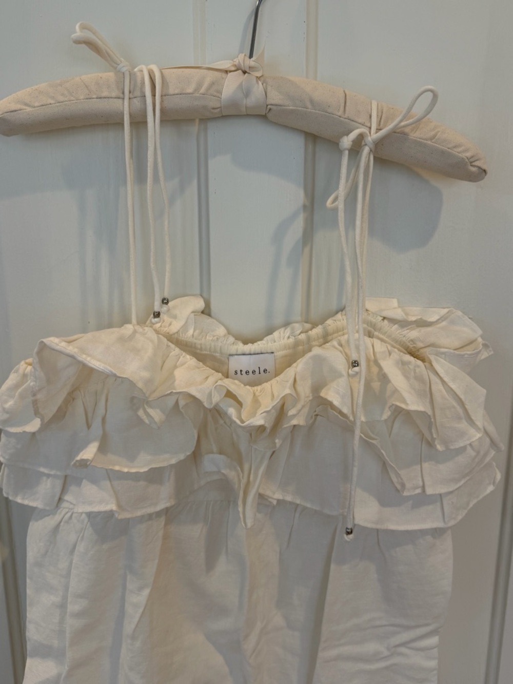 Steele Cream Ruffle Mini Dress - Little White Dress
